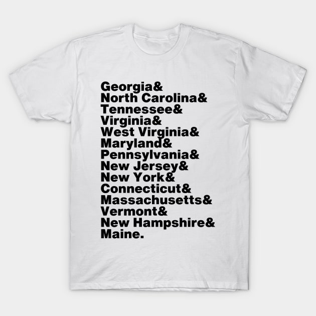 Appalachian Trail Georgia to Maine State List T-Shirt by Little Lady Hiker